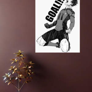 Anime Boy Goal Black & White Poster