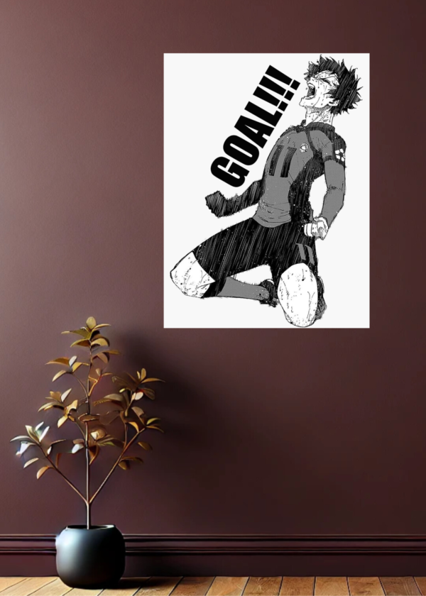 Anime Boy Goal Black & White Poster