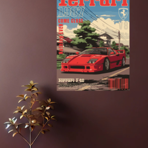 Ferrari F40 Retro Poster