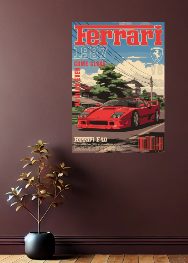 Ferrari F40 Retro Poster